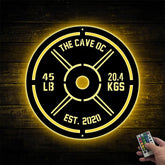 Custom Dumbbell Fitness Metal Wall Art Led Lights, Weightlifting Metal Sign, Fitness Club Metal Wall Decor, Dumbbell Gym Metal Wall Hangings
